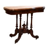 Mid Victorian walnut card table, 91cm x 47cm (closed) x 73cm high Condition: Top with water