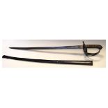 British Officers dress sword having shark skin grip, and black painted guard, blade measuring 81cm