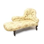 Victorian button back chaise longue, 136cm x 76cm x 84cm high Condition: Would benefit from