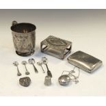 Collection of various silver items to include Victorian silver christening mug, London 1867,