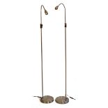 Two brushed chrome adjustable standard lamps by Scott & Co, each approx 172cm high fully extended (