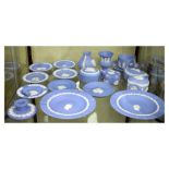 Quantity of 20th Century Wedgwood jasperware to include cup and saucer, four trinket boxes, etc