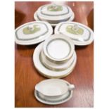 Quantity of Royal Doulton Rondelay tableware to include three entrée dishes, sauce boats, plates,