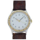 Jaeger Le Coultre - Gentleman's mid size wristwatch, white Arabic dial with date at 3, gold-plated