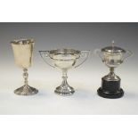 Two silver twin handled trophy cups, Sheffield 1922 and Birmingham 1937, together with an