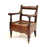 19th Century mahogany commode chair, 65cm x 62cm x 95cm Condition: General overall fading, water