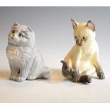 Royal Worcester two figures from the 'Kittens' series 'Siamese' and 'Blue Persian', 10.5cm high