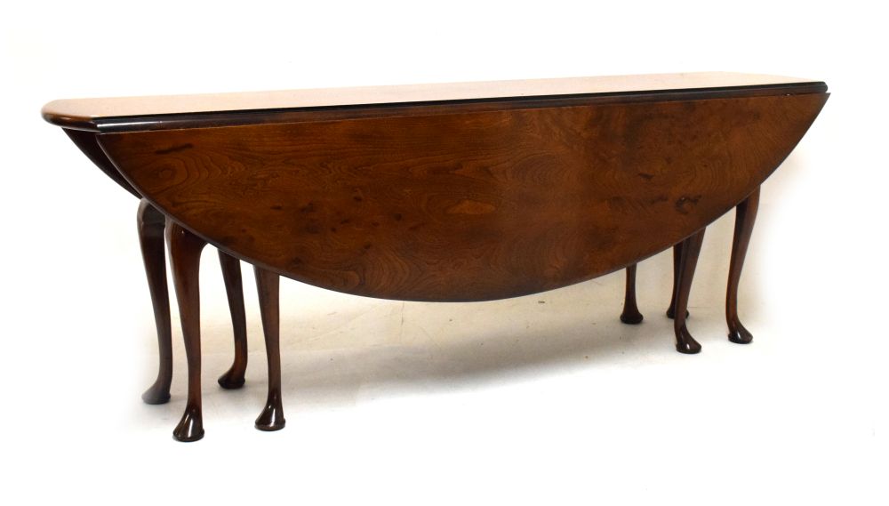 Good quality ash or elm reproduction gateleg dining table, 212cm long x 138cm fully extended