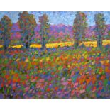 Paul Stephens - Oil on board - Poppy Field, 40cm x 49.5cm, framed Condition: **Due to current