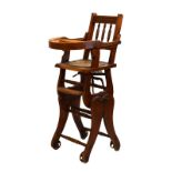 Early 20th Century child's metamorphic high chair, 98cm high Condition: General wear to seat and