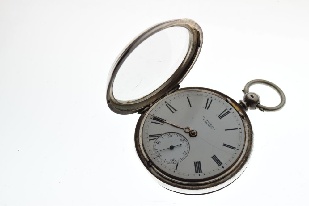 Welsh Interest - Victorian silver-cased open-face pocket watch, R. Moretti, Cardiff, white Roman - Image 7 of 9