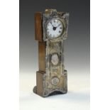 Edward VII silver cased pocket watch holder in the form of a longcase clock with inscription 'A