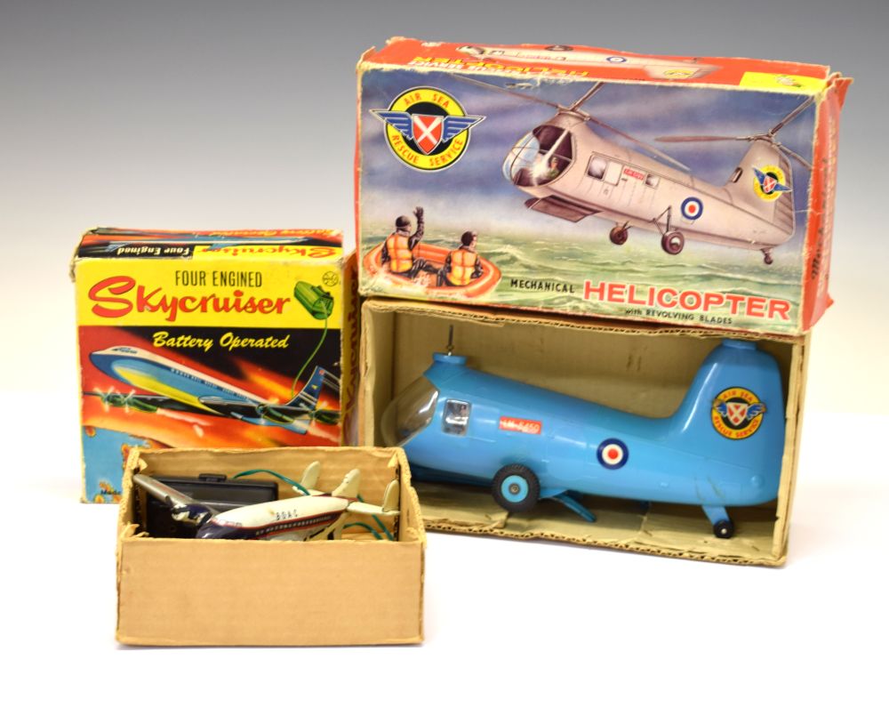 Vintage Marx battery operated four-engined sky cruiser, together with mechanical air sea rescue