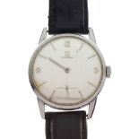 Omega - Circa 1960 gentleman's stainless steel wristwatch, Arabic quarters with subsidiary at 6,