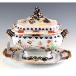 19th Century ironstone tureen, stand and cover, dish marked Imperial Stone China, 29cm high