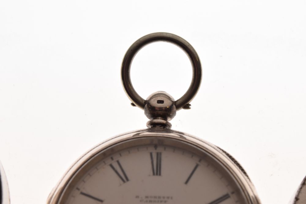 Welsh Interest - Victorian silver-cased open-face pocket watch, R. Moretti, Cardiff, white Roman - Image 3 of 9