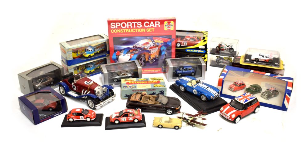 Mixed quantity of model vehicles to include Scalextric, slot cars, Lledo Dandy Comic sets, Burago,