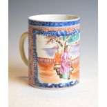 Chinese Famille Rose mug, probably early 19th Century, 13cm high Condition: Crack running through