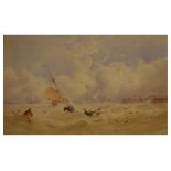 Attributed to A. Van Dyke Copley Fielding - Watercolour - A Stormy Seascape, signed and dated
