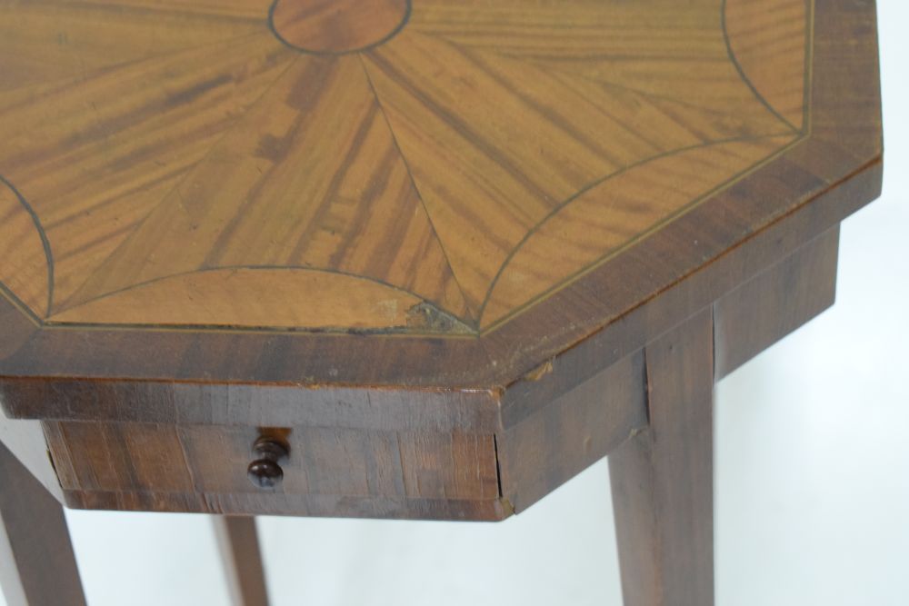 Edwardian satinwood occasional table or stand, 35cm diameter x 70cm high Condition: Losses to veneer - Image 4 of 4