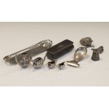 Collection of various silver items to include an Elizabeth II miniature tea set and tray, Birmingham