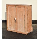 20th Century pine two door cupboard, 101cm wide x 114cm high x 52cm deep Condition: Appears to