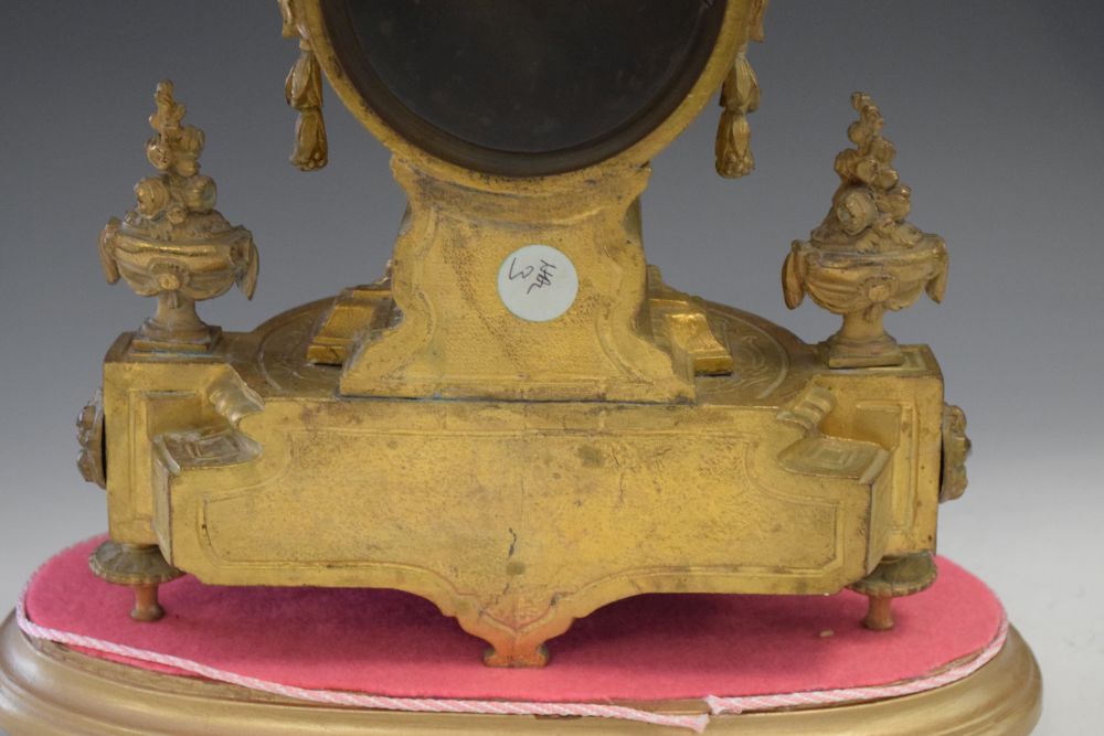 19th Century French porcelain mounted gilt metal mantel clock, 36cm high Condition: Sold as seen, - Image 8 of 11