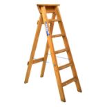 Pine step ladder of six-treads, 156cm high Condition: General wear. **Due to current lockdown