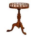 Reproduction galleried top circular occasional table, 44cm diameter x 63cm high Condition: **Due