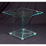 Small square glass coffee table, 42cm high x 50cm square Condition: Light scratches present to the