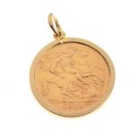 Gold Coin - George V half sovereign 1912, in 9ct gold pendant frame, 5g approx Condition: **Due to