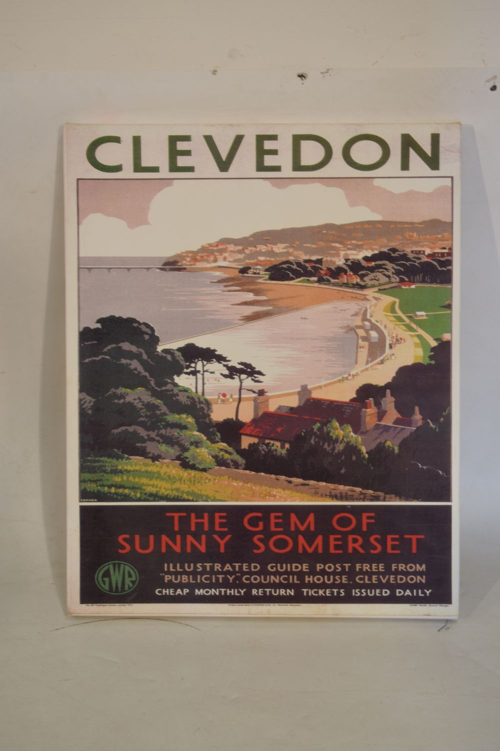 Modern canvas print of a GWR Clevedon advertising poster, 76cm x 61cm Condition: No tears present to - Image 2 of 7