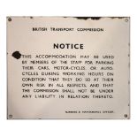 Vintage British Transport Commission enamel notice sign, 26.5cm x 30.5cm Condition: Losses to the
