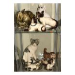 Three Winstanley cats, together with a quantity of Beswick cats including Persian, and Siamese