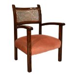 Early 20th Century low armchair with caned back,72cm high Condition: A little of the caning is