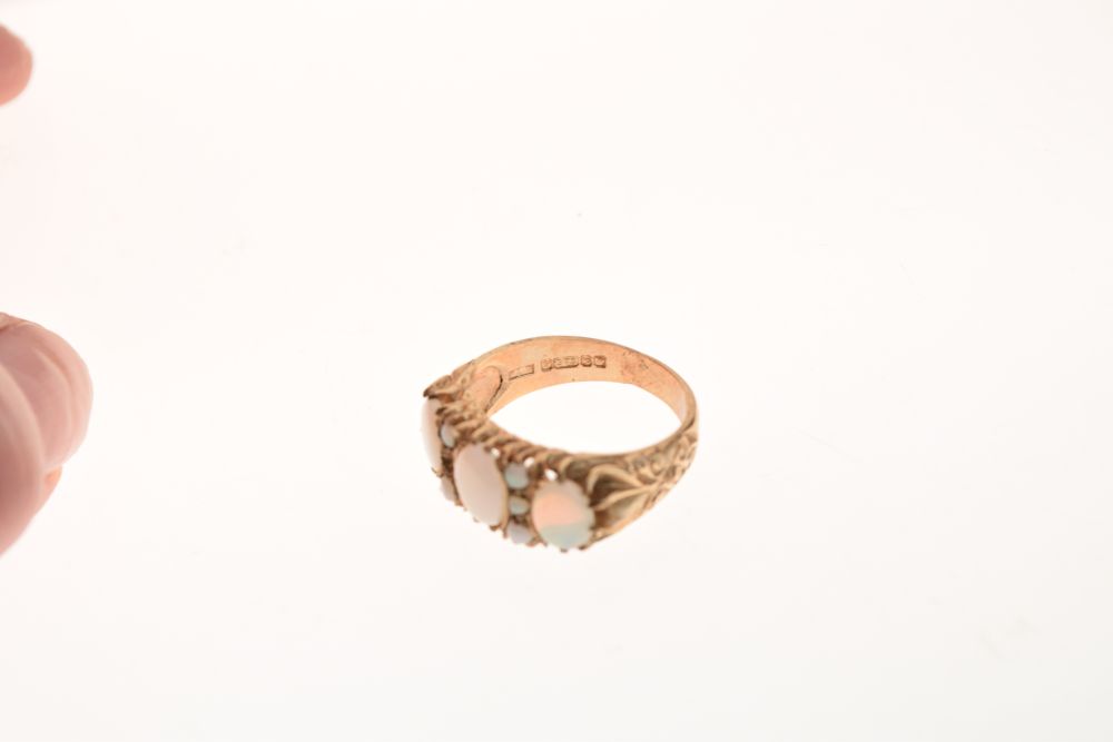 9ct gold and opal dress ring, size Q, 5.1g gross approx Condition: One small opal missing, stones - Image 5 of 9