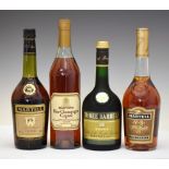 Two bottles of Martell V.S. Fine Cognac, together with a bottle of Harveys Fine Champagne Cognac and