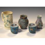 Group of 19th/early 20th Century Chinese polychrome ceramics, comprising ovoid vase sprigged with an