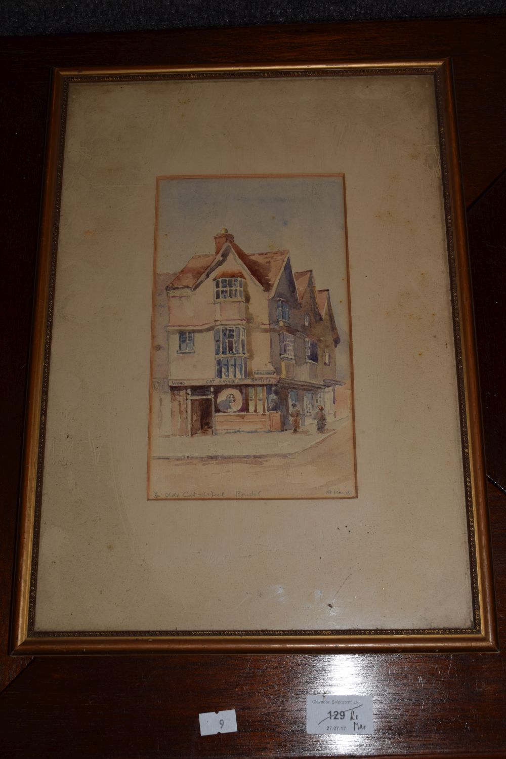 A.Reid - Watercolour - 'Ye Olde Cat and Wheel, Bristol', signed lower right, 21.5cm x 12cm, framed - Image 2 of 6