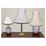 Three various table lamps and shades Condition: All three lamps have been dewired, shades are a