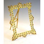 Early 20th Century stamped gilt metal easel frame, with inset bead decoration, 13.5cm x 10cm Condit