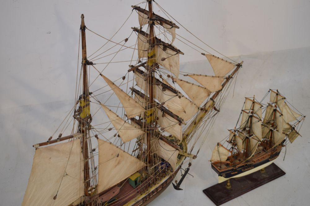 Queen Elizabeth wooden sailing boat (78cm x 92cm), together with a small model of HMS Bounty - Image 3 of 9