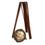 Early 20th Century spotlight on wooden hinged tripod stand Condition: Numerous wear and losses to