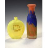 Two pieces of French art glass - Claud Morin hand blown yellow glass vase signed Le Pontil and a