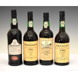 Three bottles of Graham's Late Bottled Vintage Port: 1982, 1986, 1988, and a Safeway 1984 (4)