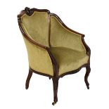 Edwardian mahogany armchair with green covering Condition: Not original covering but covering is