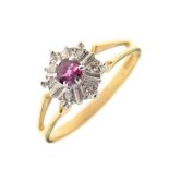 18ct gold, ruby and diamond cluster ring, size Q½, 3.7g gross approx Condition: **Due to current