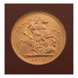 Gold Coin - Elizabeth II sovereign, 1968 Condition: Crack in presentation case. **Due to current