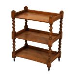 Early 20th Century oak three tier trolley, 63cm x 41cm x 76cm Condition: Shelves showing signs of