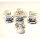 Three 19th Century Chinese miniature blue and white porcelain cups and saucers, together with